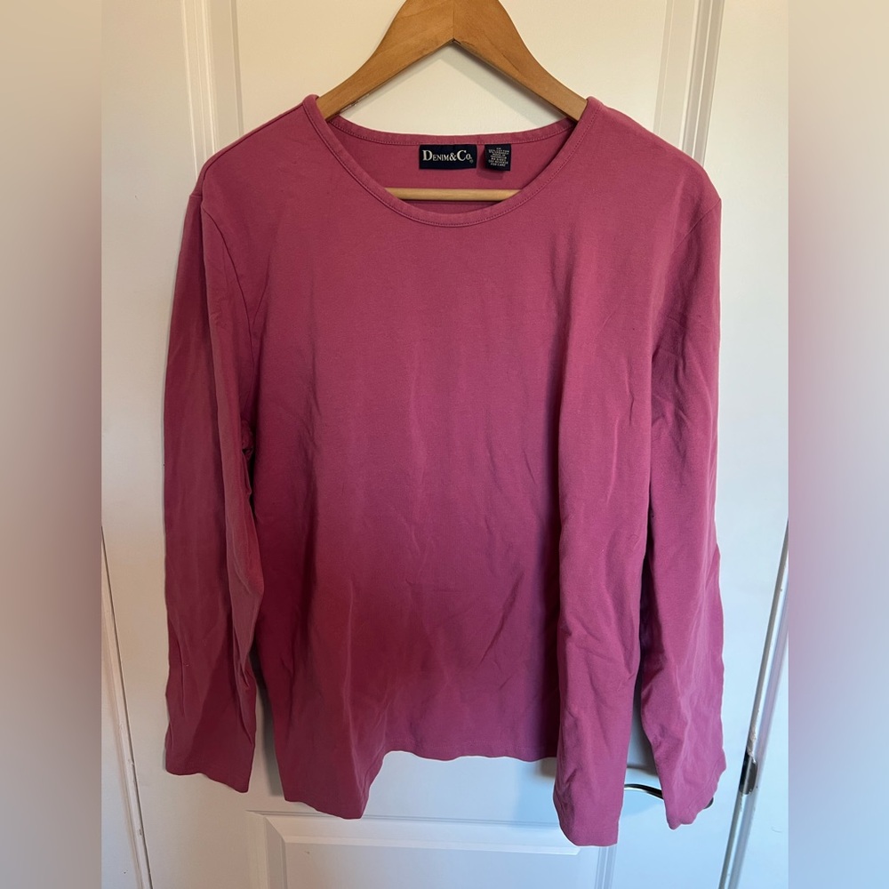 💕 Denim & Co. Classic Long Sleeve Top – Women’s Plus 1X
